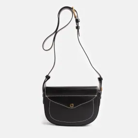 Black Leather Sandy Crossbody Bag