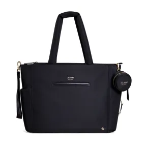 Black Utility-Strap Tote Diaper Bag