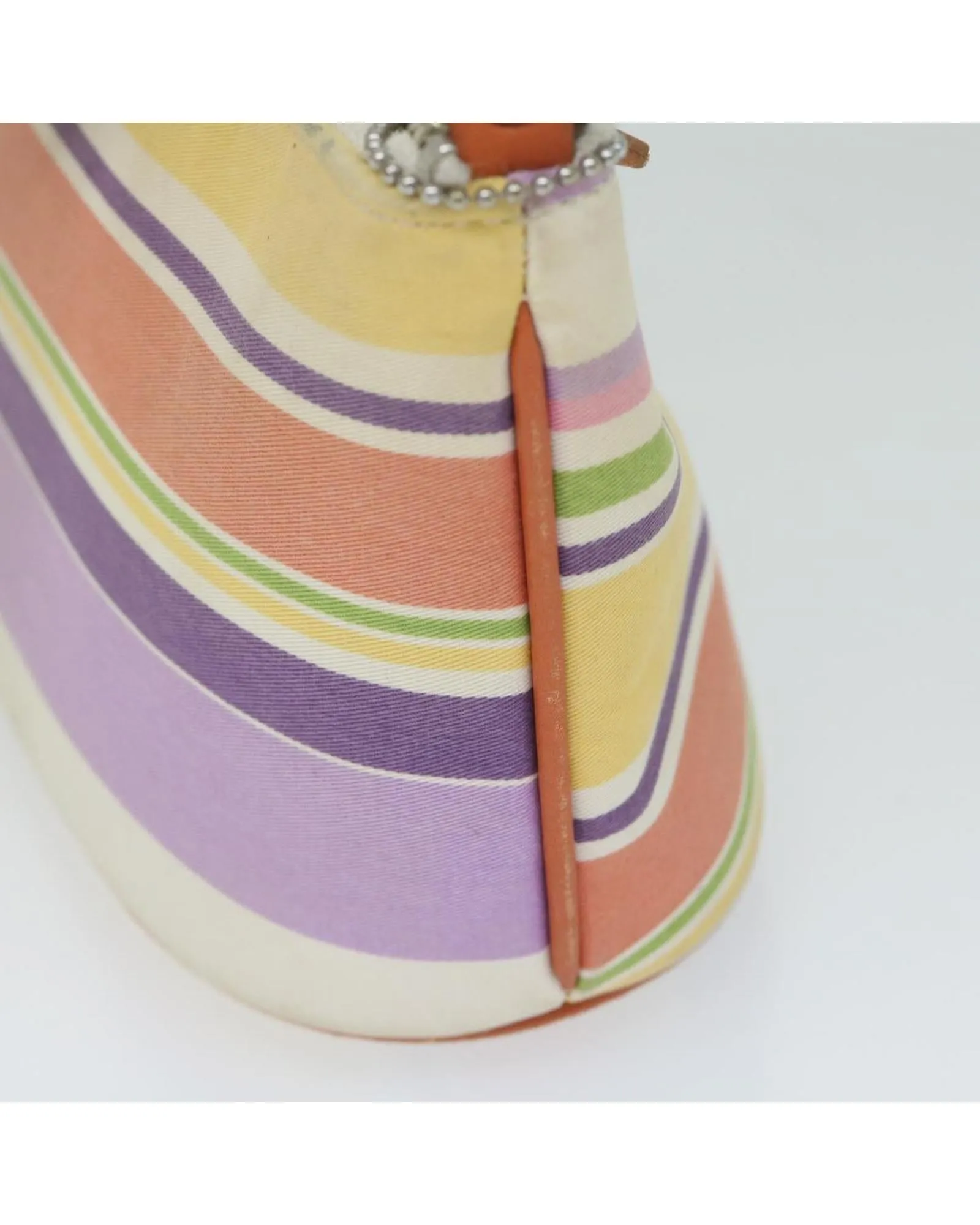 BURBERRY Multicolor Striped Canvas Shoulder Bag