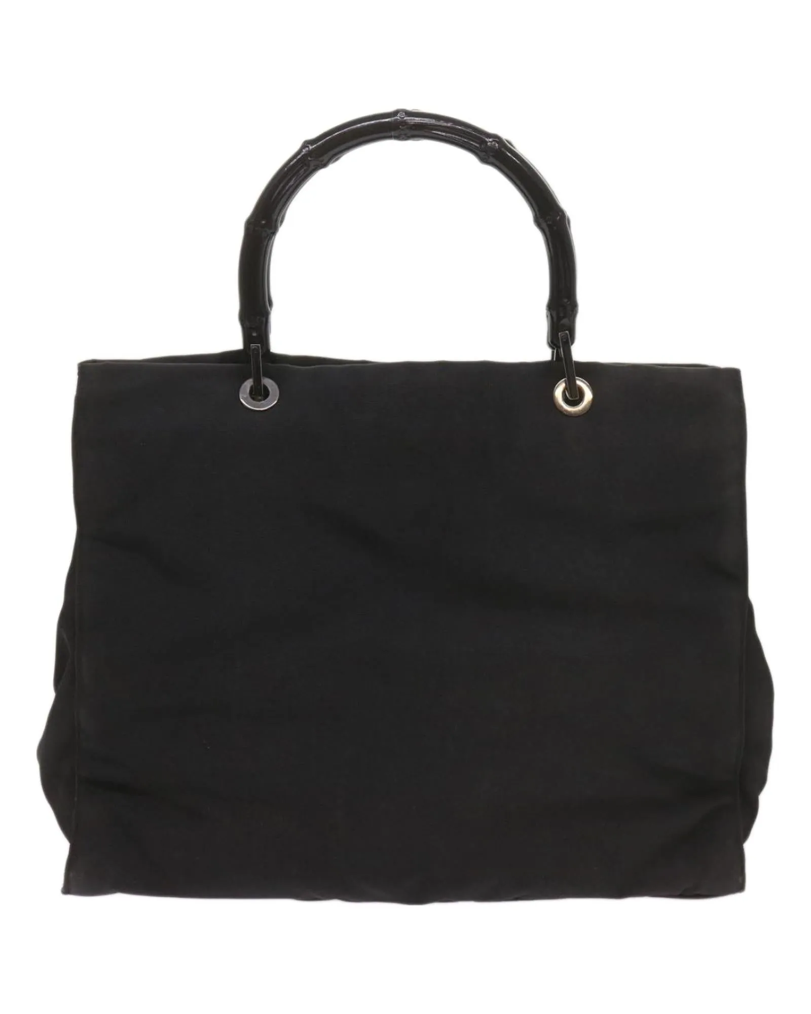 Canvas Bamboo Hand Bag with Authenticity - Black