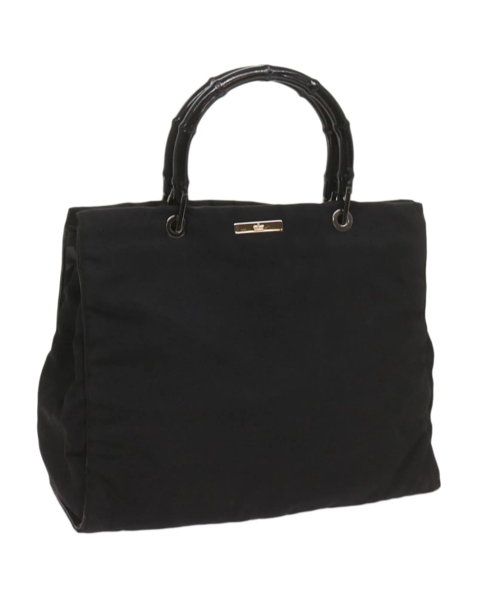 Canvas Bamboo Hand Bag with Authenticity - Black