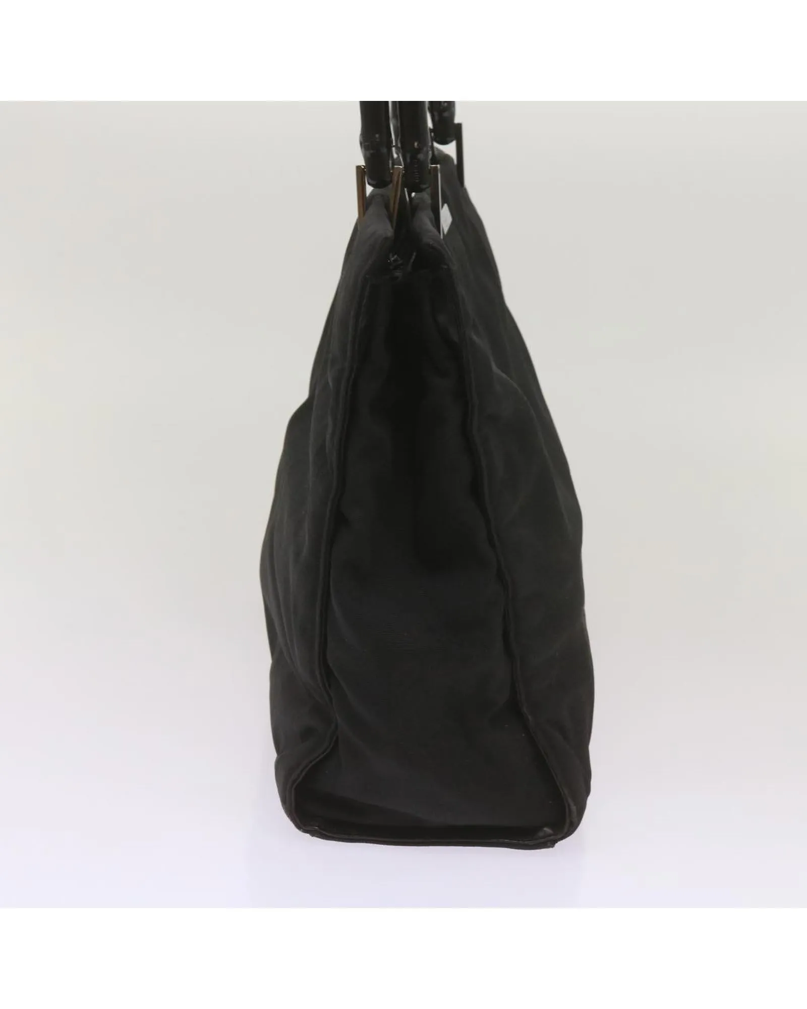 Canvas Bamboo Hand Bag with Authenticity - Black