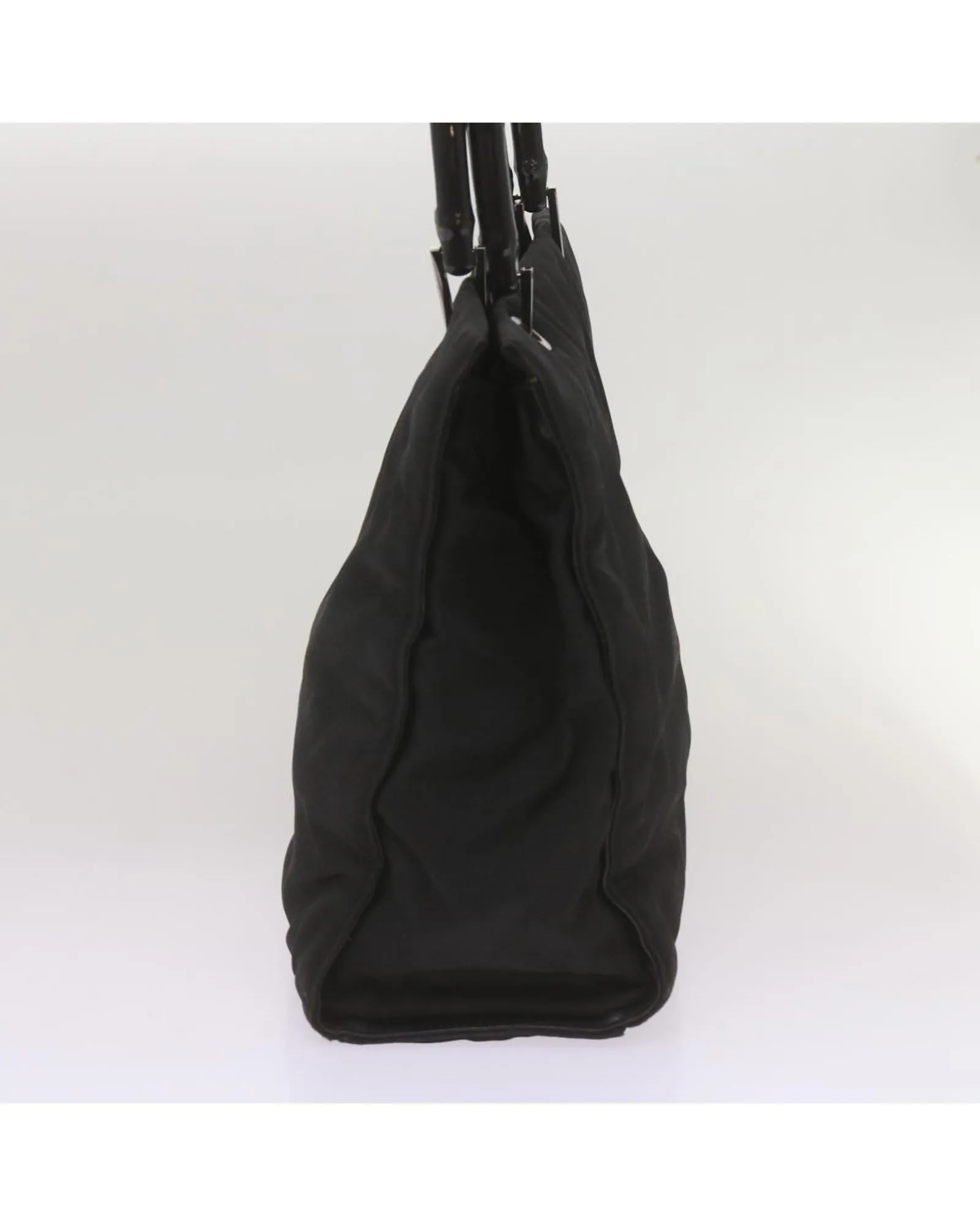 Canvas Bamboo Hand Bag with Authenticity - Black