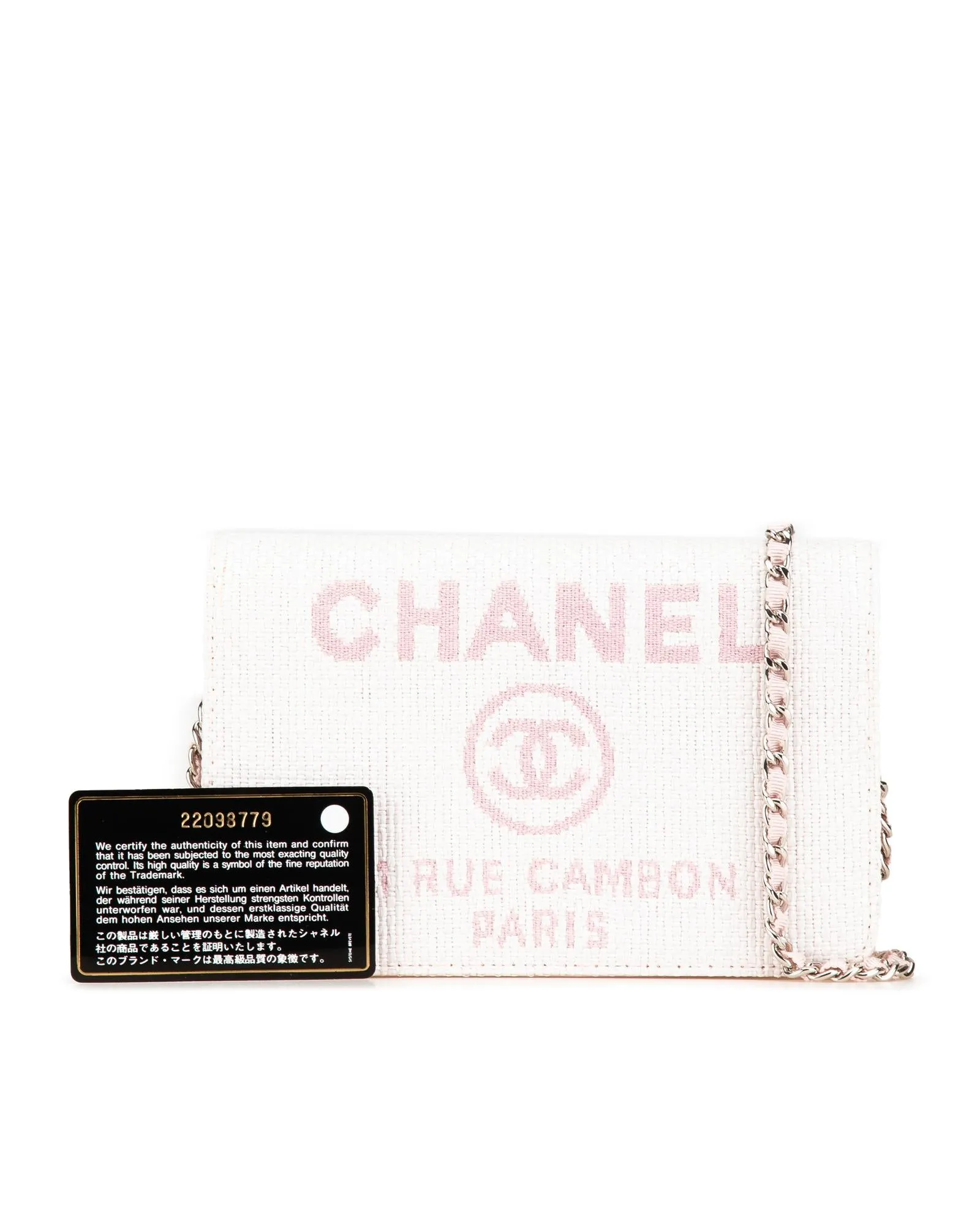 Canvas Wallet On Chain with Woven Strap and Flap Closure