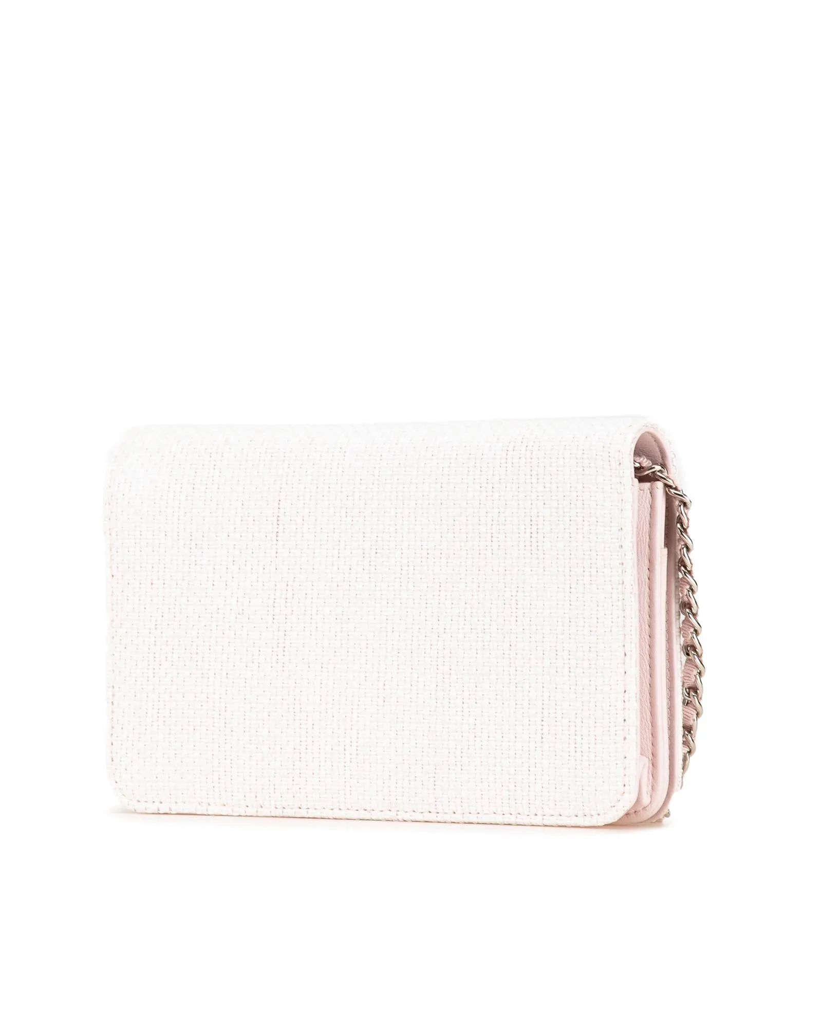 Canvas Wallet On Chain with Woven Strap and Flap Closure