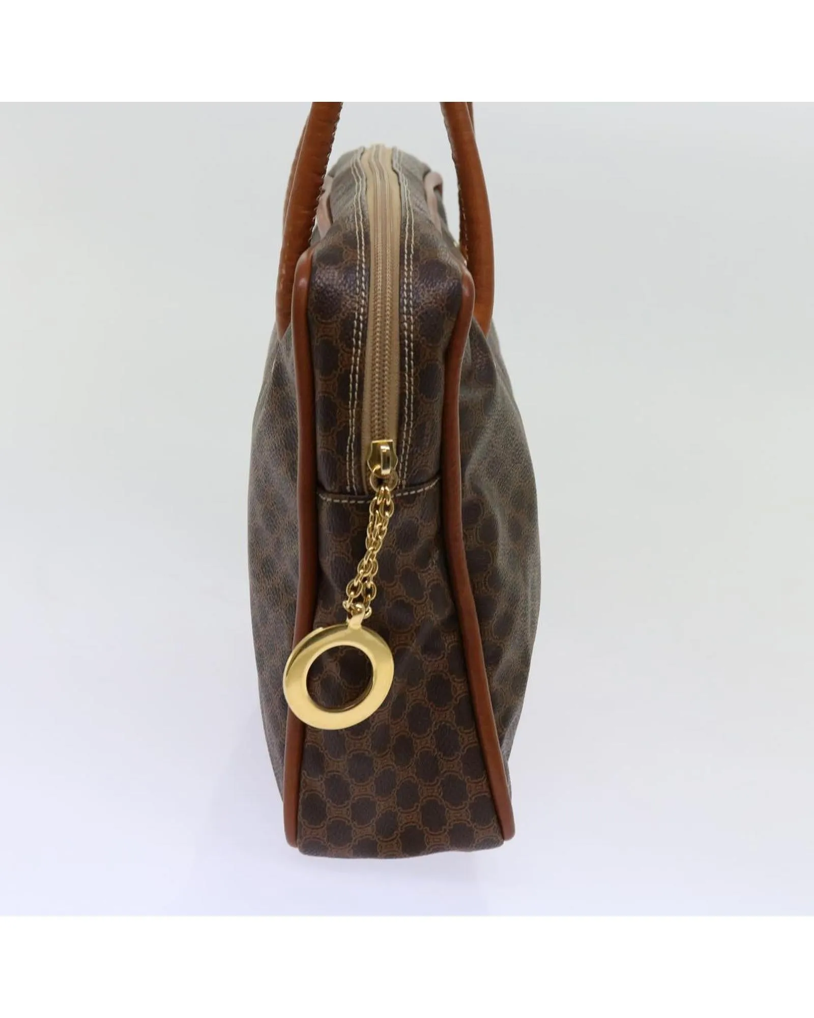 CELINE Vintage Brown Canvas Leather Shoulder Bag