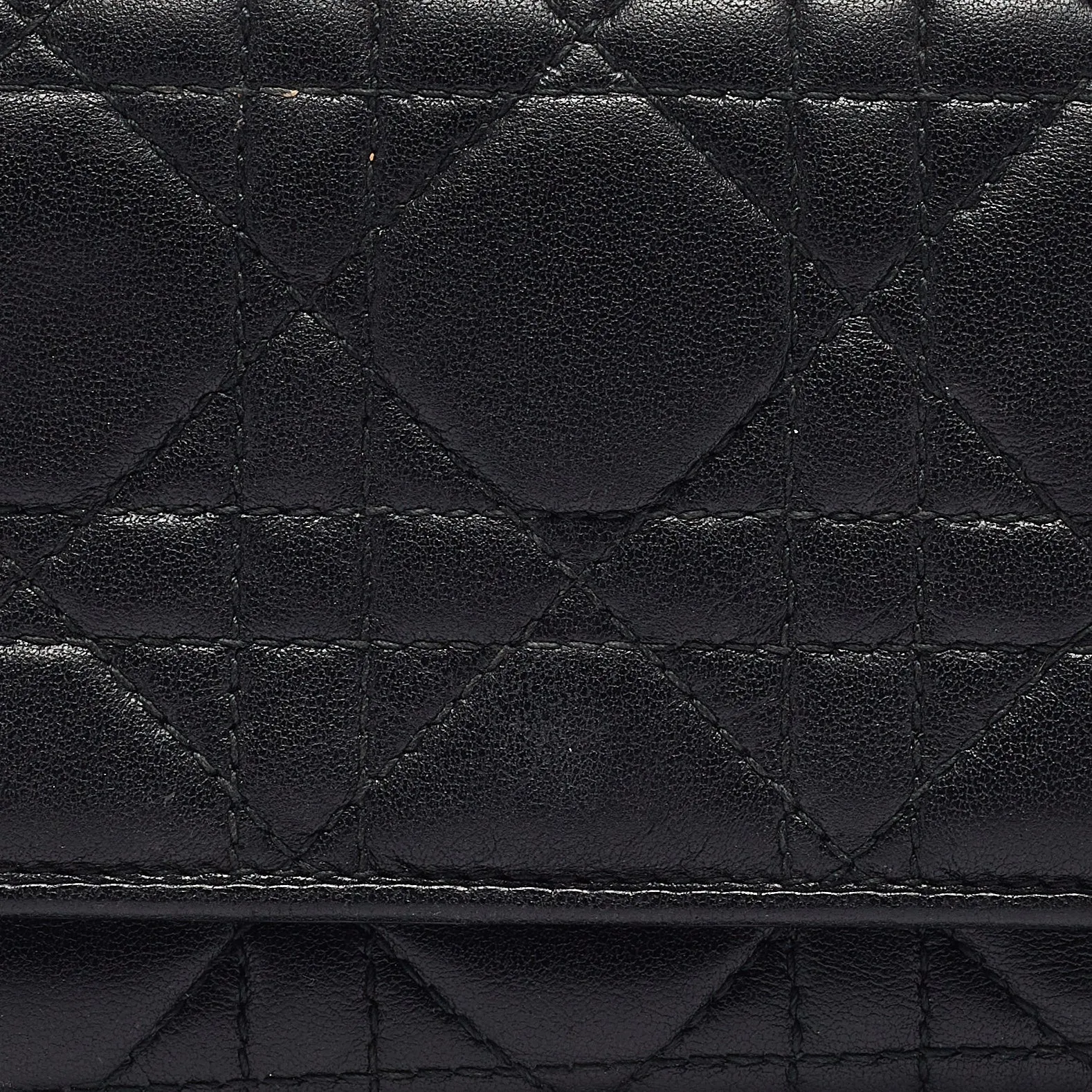 DIOR Black Cannage Leather Lady  Trifold Wallet