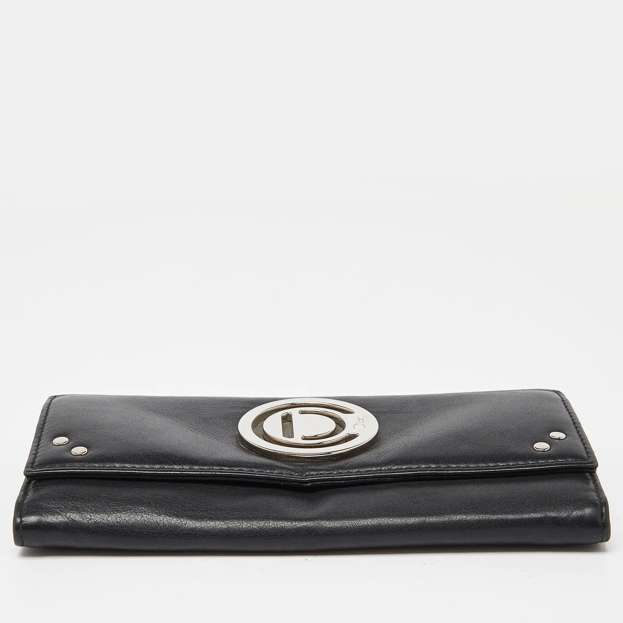 DIOR Black Leather Flap Continental Wallet