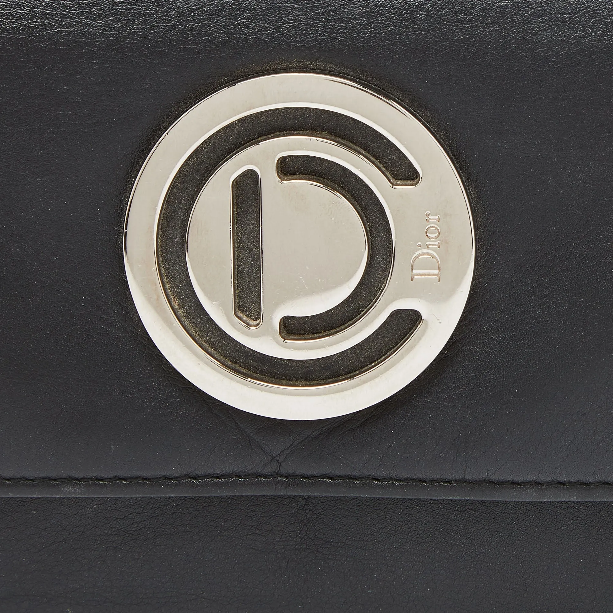 DIOR Black Leather Flap Continental Wallet