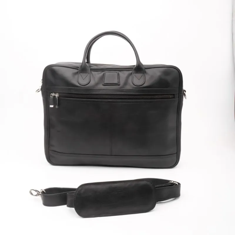 Executive Black Leather Laptop Bag