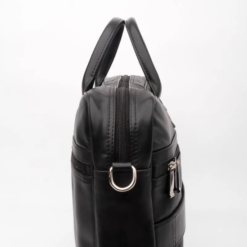 Executive Black Leather Laptop Bag