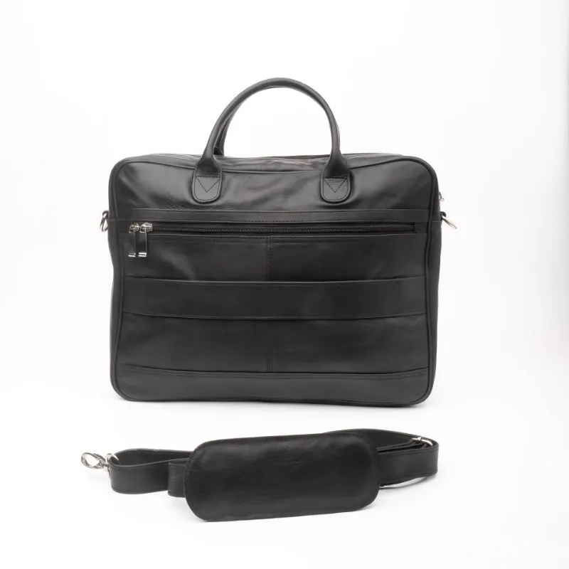 Executive Black Leather Laptop Bag