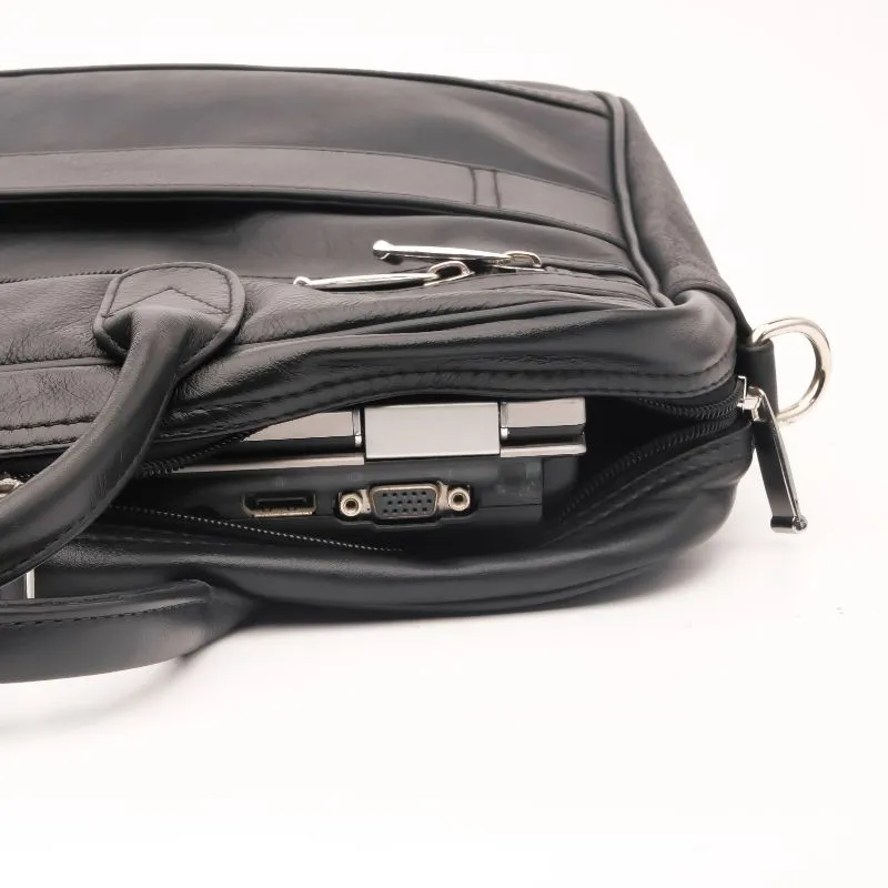 Executive Black Leather Laptop Bag