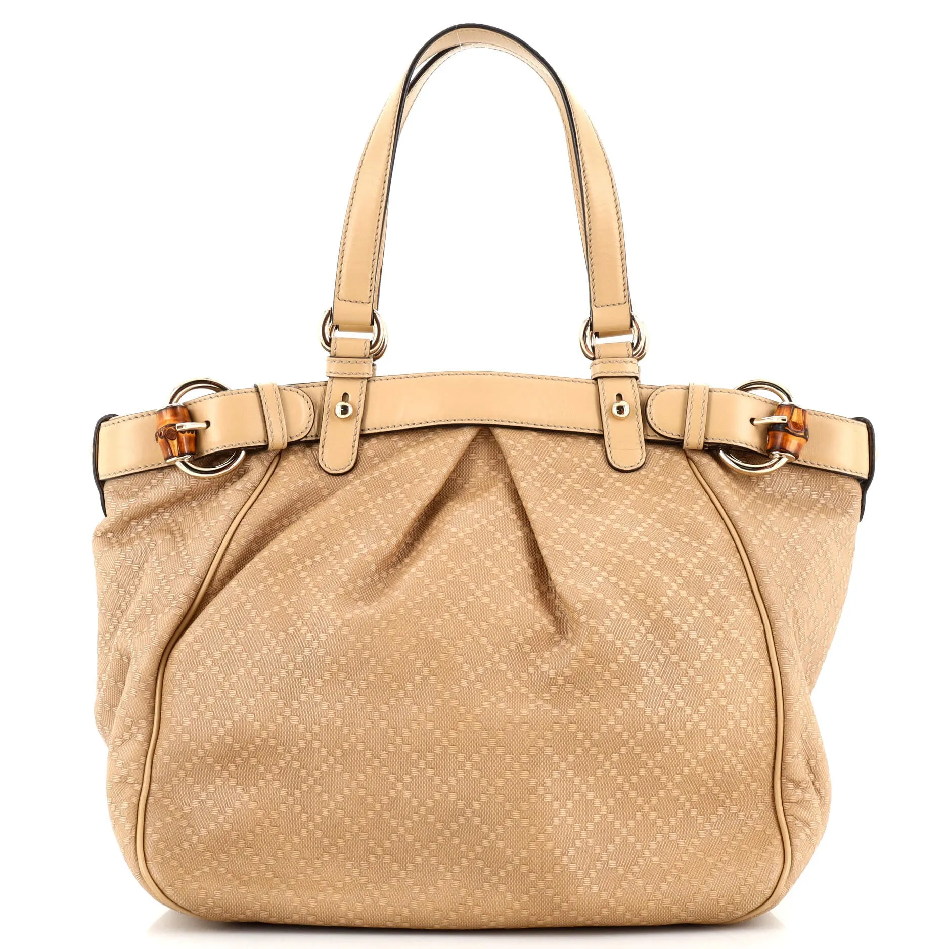 GUCCI Belted Bamboo Tote Diamante Canvas with Leather Medium