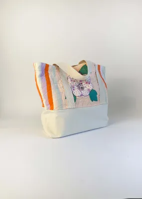 Hibiscus Recycled Quilt Canvas Bag