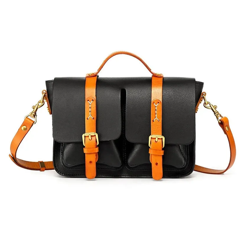 Leather Cambridge Satchel,Unisex Color-Block Crossbody Cambridge Leather Bag,For Women For Men-i7bags