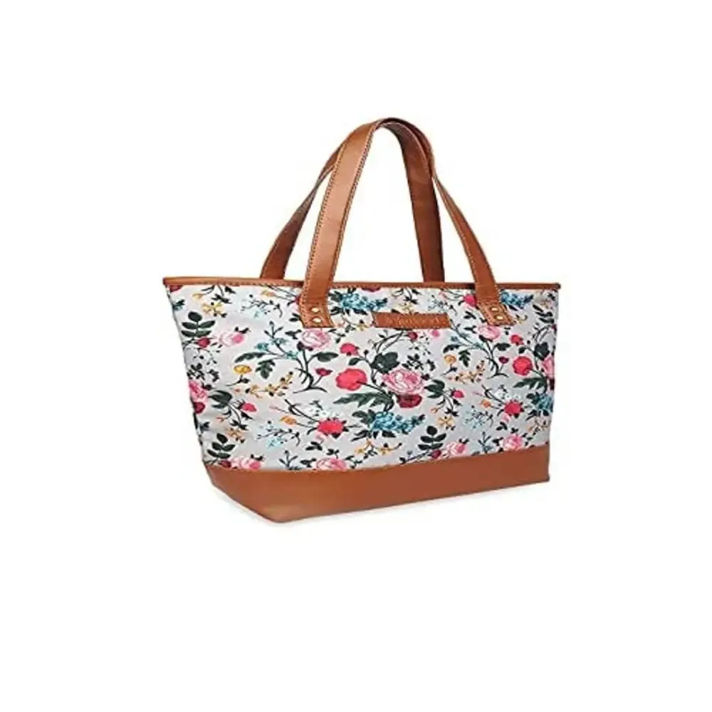 Lychee Bags Women Canvas Grey Tan Tote Bag