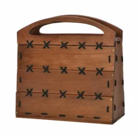 Moira Wooden Bag - Natural Wood / Black