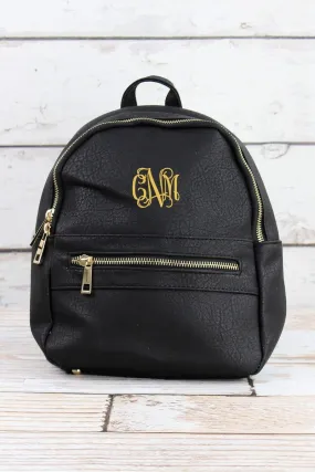 NGIL Black Faux Leather Small Backpack