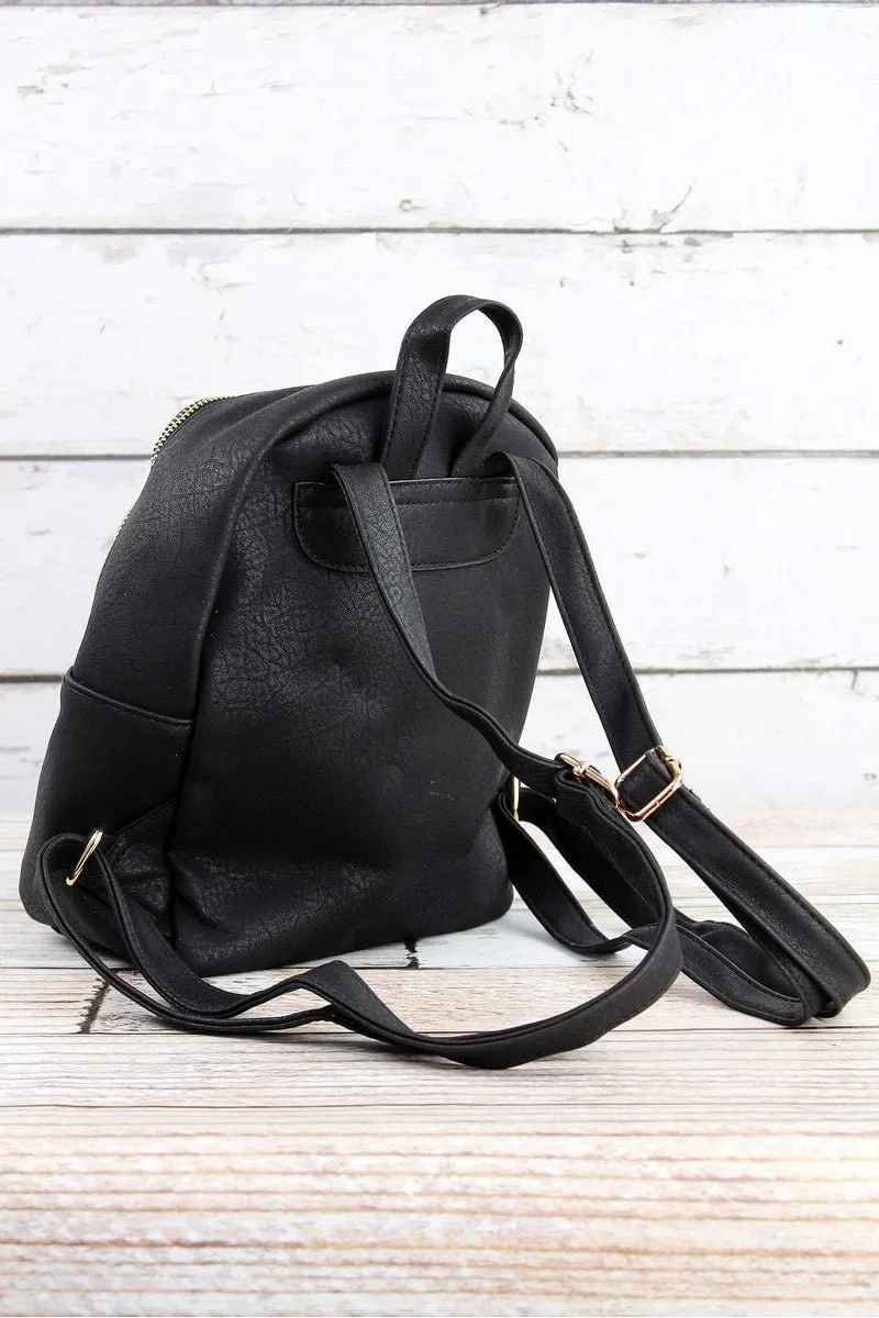 NGIL Black Faux Leather Small Backpack