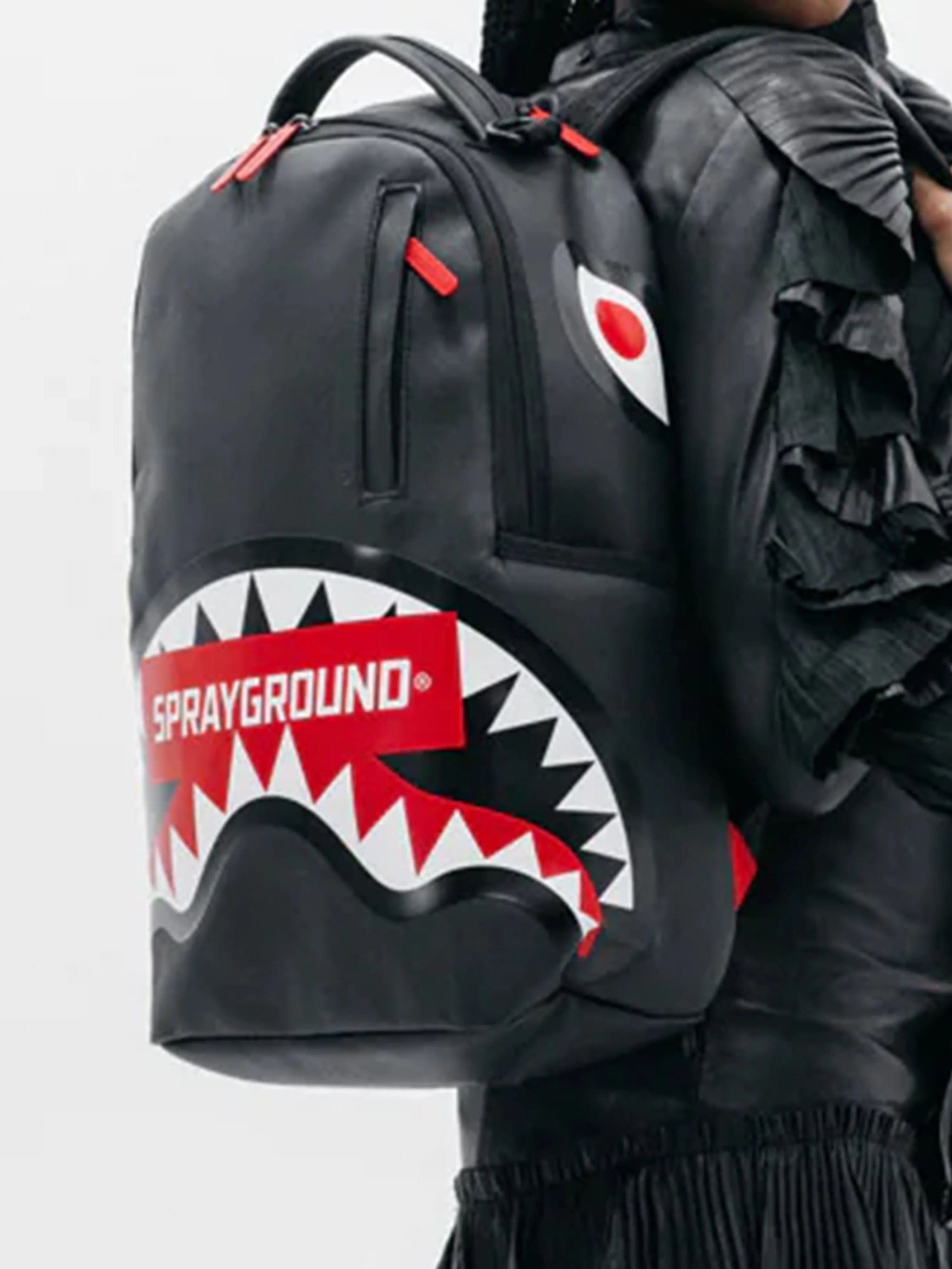 Sprayground Kids Shark Central SG Logo Backpack in Black (18" x 6" x 11.5")