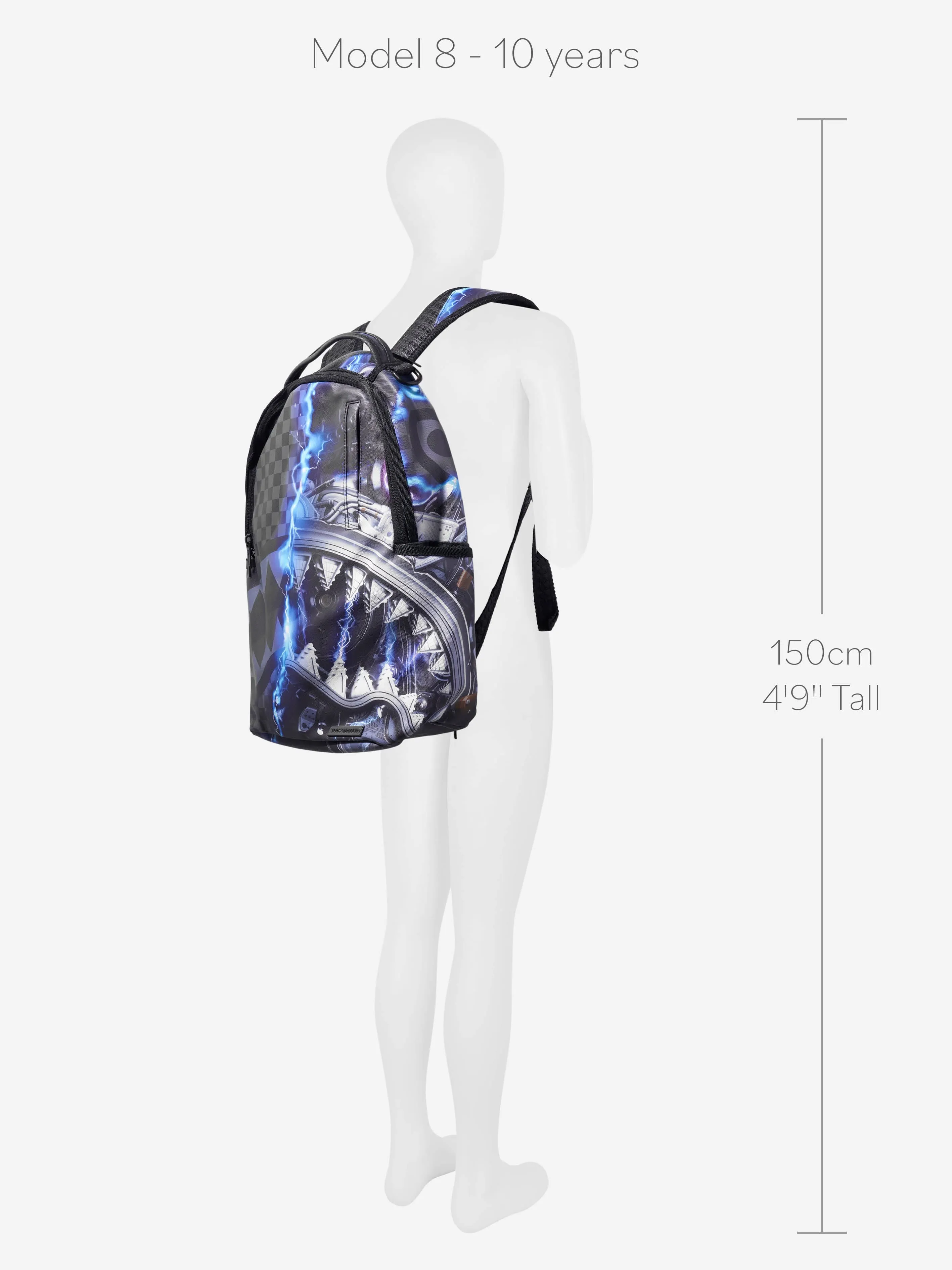 Sprayground Kids Sharkinator 3 Backapck in Black (18" x 6" x 11.5")