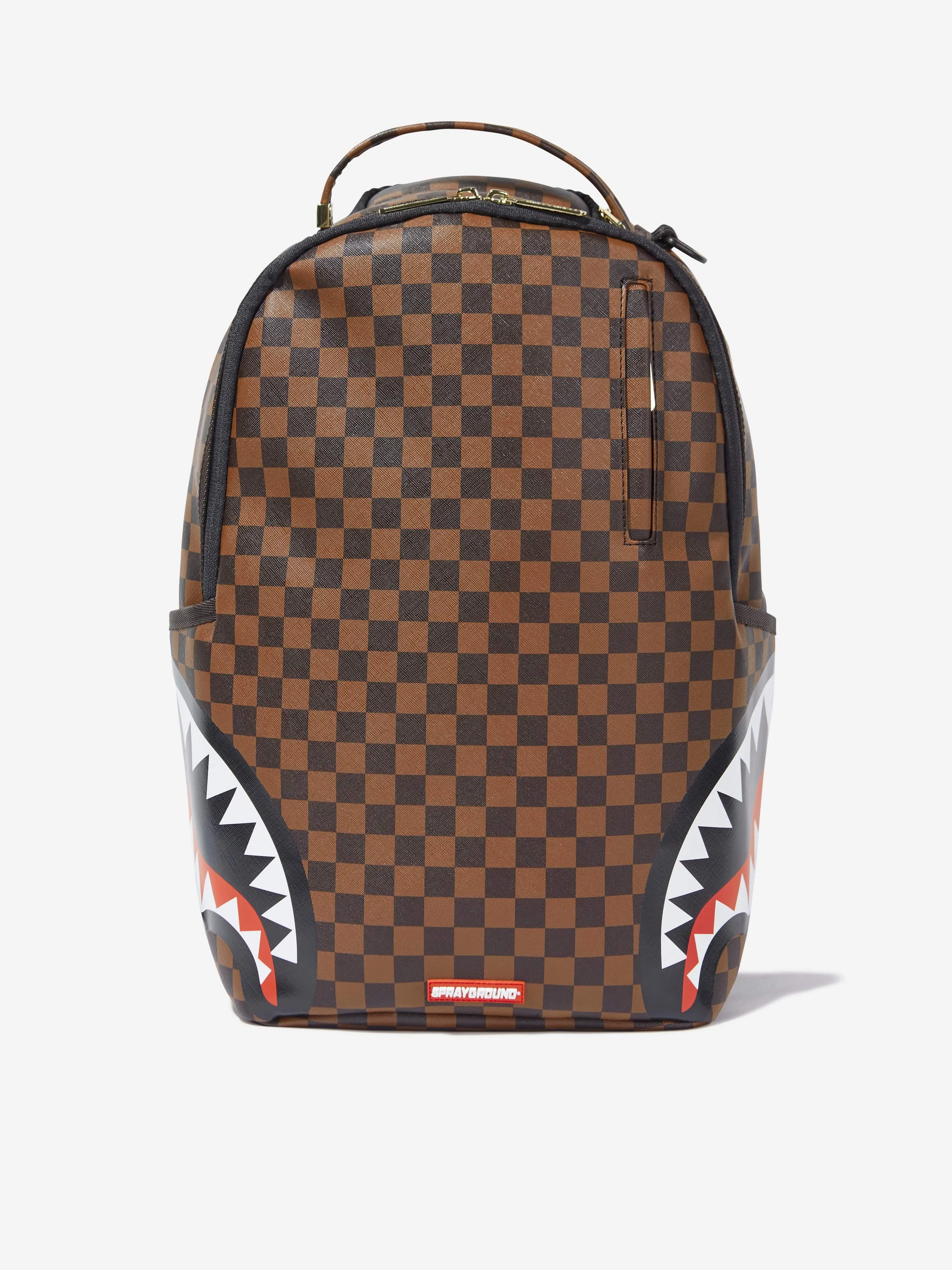 Sprayground Kids Sip Side Sharks DLXSV Backpack in Brown