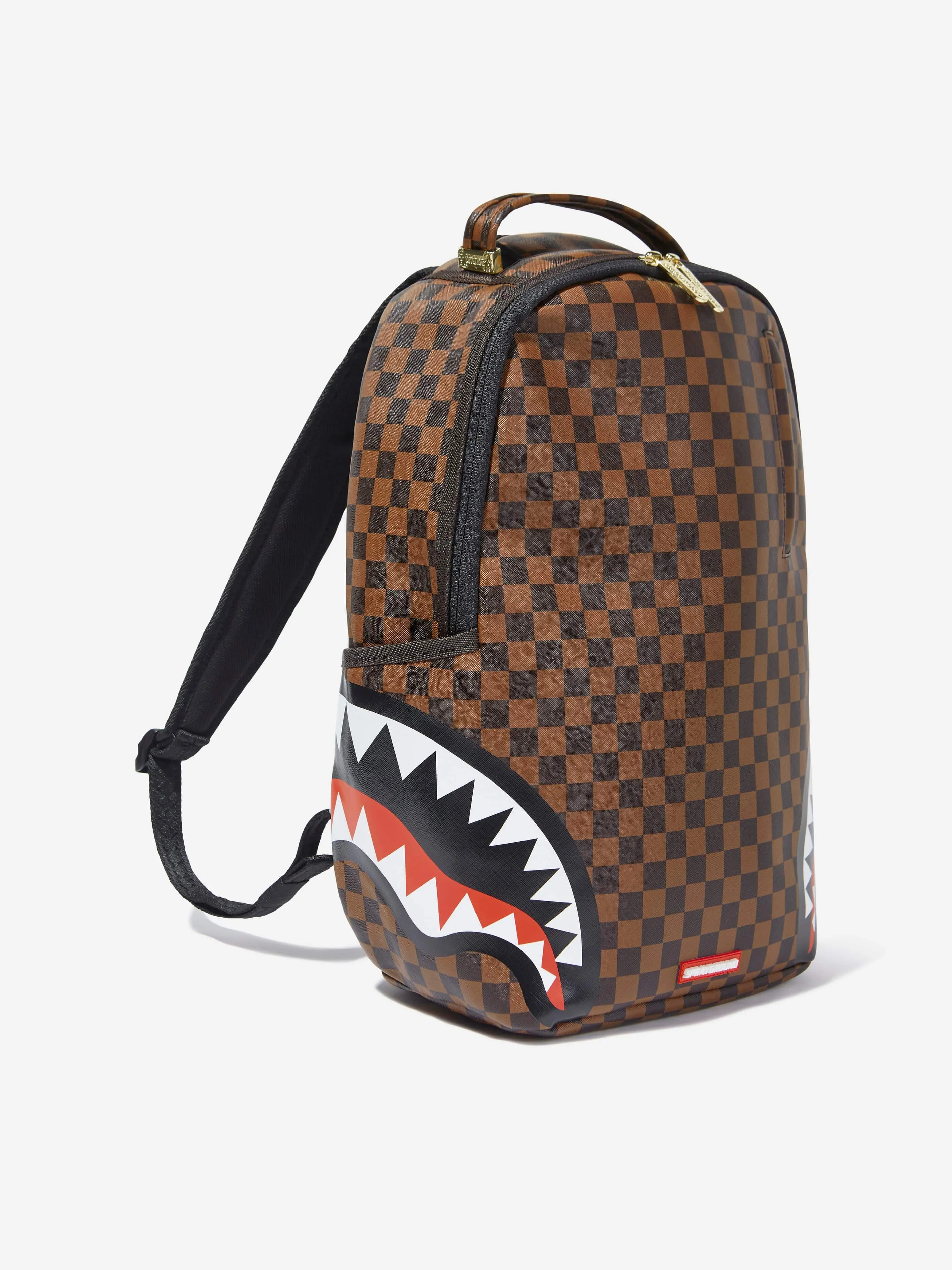 Sprayground Kids Sip Side Sharks DLXSV Backpack in Brown