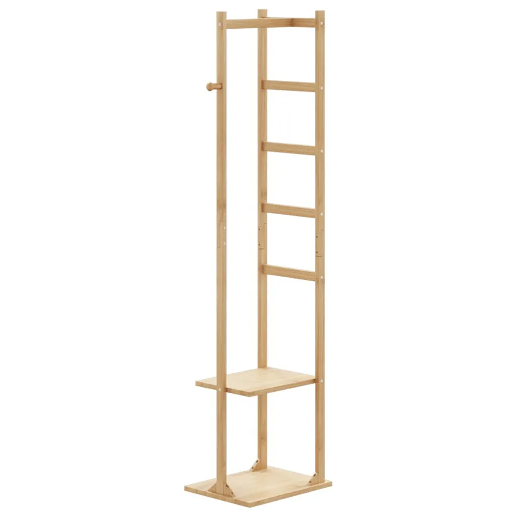 vidaXL Coat Stand with Hooks and Shelves 38.5x30x156 cm Bamboo