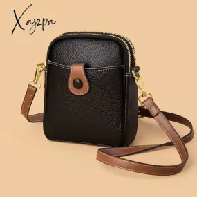 Xajzpa - Genuine Leather Crossbody Bags For Women Luxury Handbags Designer Ladies Shoulder Messenger Bag Mobile Phone Versatile Small Bag